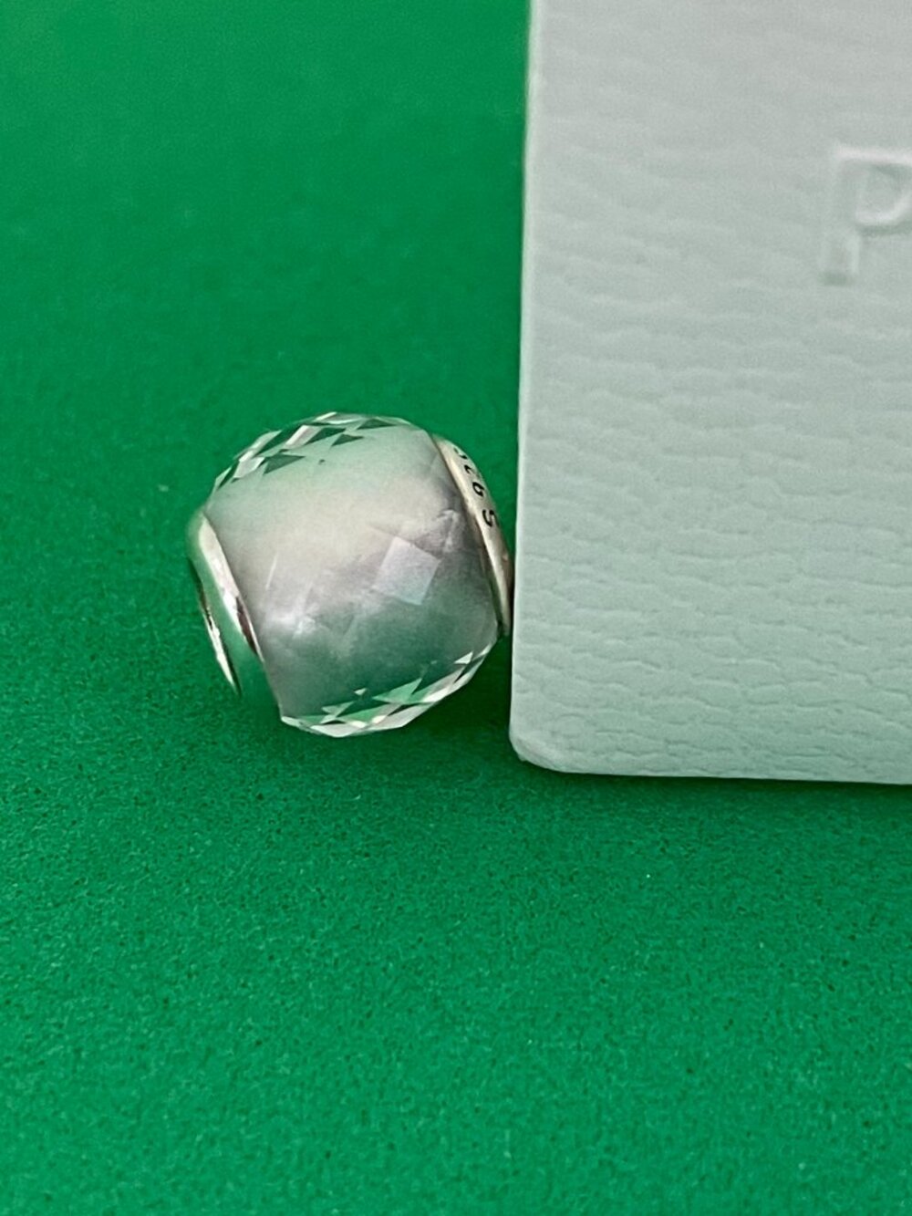 Authentic NEW! AUTHENTIC PANDORA Geometric Facets with White Glass Crystal Charm - Picture 1 of 4